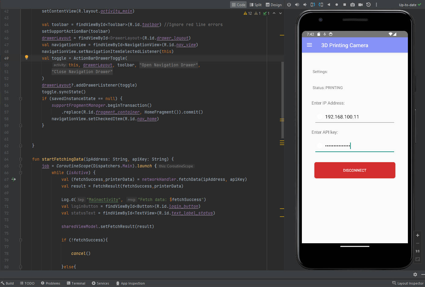 Android sovelluksen kehitys - 3D tulostimen rajapinta